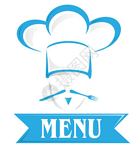 餐厅图标菜单符号符号卡片小酒馆蓝光酒吧烹饪推介会创造力插图品牌帽子设计图片
