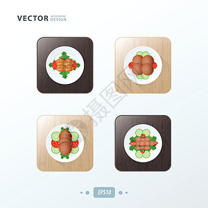 酸菜肉丝热狗和沙拉圣像用木头设计食物设计图片