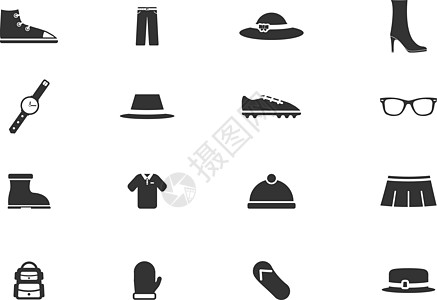 衣服简单图标运动服黑色裤子帽子男性眼镜靴子手表展示男人图片