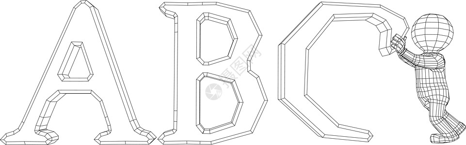 ABC的木偶三党人通讯字母技术卡通片数字图片