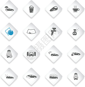 洗车简单图标运输车辆网络淋浴刮板正方形海绵网站服务垫圈图片