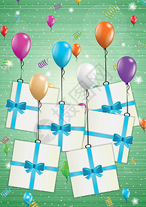 带气球和 gif 的生日贺卡派对卡片邀请函插图喜悦庆典绿色狂欢快乐纪念日图片