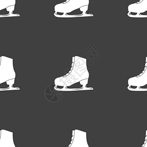 滑冰图标标志 灰色背景上的无缝模式 韦克托蕾丝溜冰场鞋类运动员溜冰者娱乐活动跑步运动曲棍球图片