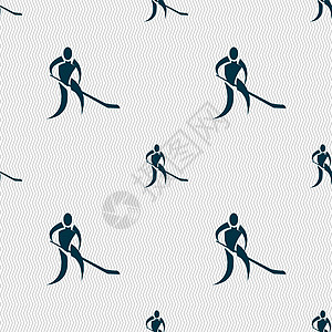 冬季运动曲棍球图标标志 具有几何纹理的无缝模式 韦克托赛跑者跑步团队冰球竞赛游戏玩家活动运动员守门员图片