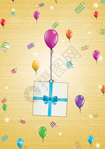 带气球和 gif 的生日贺卡插图展示狂欢庆典纪念日周年礼物幸福假期惊喜图片