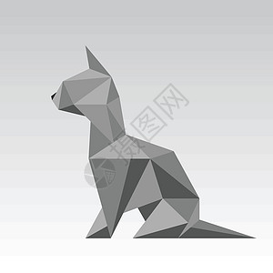 猫类卡通片商业哺乳动物玻璃折纸小猫灰色艺术绘画宠物图片