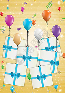 带气球和 gif 的生日贺卡喜悦庆典周年礼物邀请函卡片插图狂欢幸福展示图片