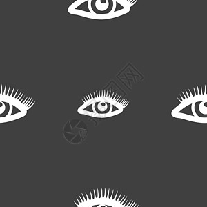 睫毛标志 灰色背景上的无缝模式 韦克托女士女性标识眼皮魅力插图黑色艺术手表商业图片