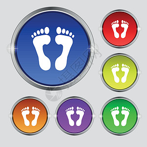 食品级图标符号 在亮度彩色按钮上的圆形符号 矢量艺术插图运动孩子身体动物婴儿赤脚打印电脑图片