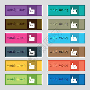 笔记本图标标志 网站的十二个矩形彩色漂亮高质量按钮集 韦克托图片