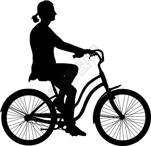 骑自行车的女孩的剪影 它制作图案矢量图女士活动运动速度旅行行动竞争女性休闲身体图片