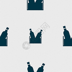 啤酒瓶图标标志 具有几何纹理的无缝模式 韦克托瓶子标签草稿啤酒厂酒吧插图酒精餐厅玻璃气泡图片