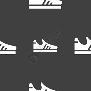 跑步鞋图标标志 灰色背景上的无缝模式 韦克托插图蕾丝活动鞋类培训师短跑衣服皮革踪迹运动图片