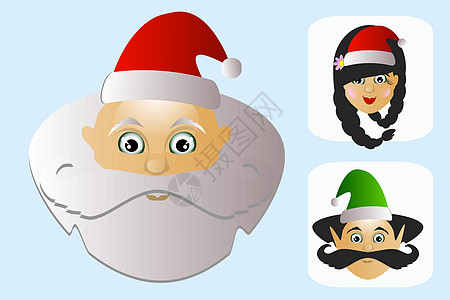 圣诞老人的圣像图标与精灵夫人一起使用简单的移动手机图片