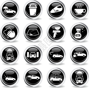 车图洗车简单图标绘画车辆网站喷涂海绵运输刮板吸尘器汽车垫圈设计图片