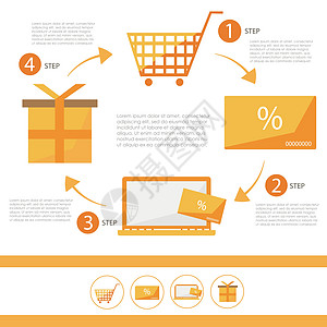 电子商务信息图表平面集-折扣卡-商店的矢量插图图片