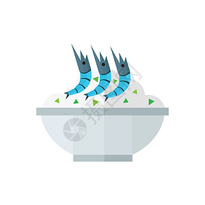 辣白菜炒饭大米和虾矢量蓝色设计图片