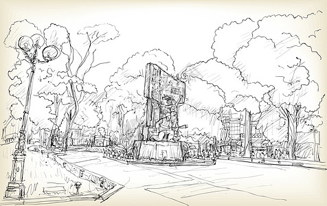 名人河内市景公共空间草图设计图片