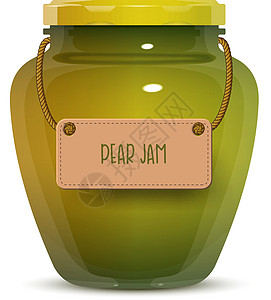 白色背景上的玻璃果酱罐营养明胶玻璃罐产品水果覆盆子沙棘甜点包装早餐图片