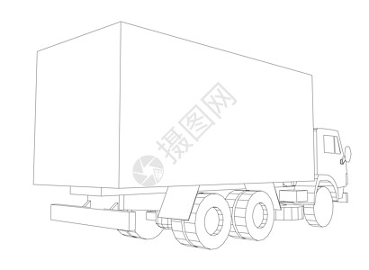 有货物容器的卡车 运输理念工业机械送货物流机器车轮空间商业交通草稿图片