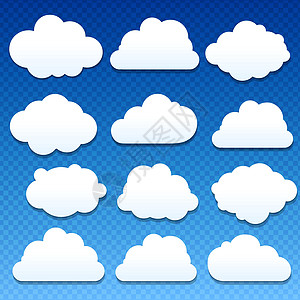 云云大集互联网白色收藏剪贴云计算蓝色图标插图天气技术图片