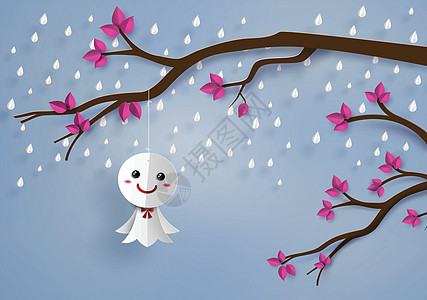 日本纸娃娃反对 rai自由气候雨滴下雨工艺风暴季节季节性纸艺环境图片