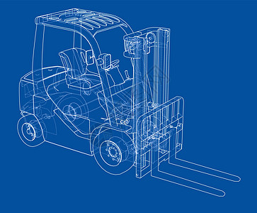 叉车概念 韦克托货物仓库装载机货运卡车机器载体搬运工商品草图图片