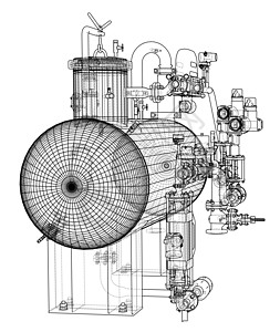 素描工业设备管道工程机阀金属草图工厂模型绘画龙头设施图片