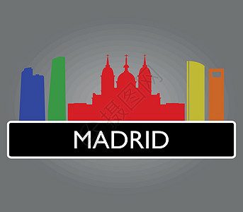 马德里王宫疯狂的天线插图博物馆建筑学首都白色天际商业艺术地标旅游设计图片