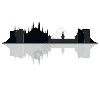 米兰天际线黑色景观旅行插图城市建筑学商业白色大教堂图片