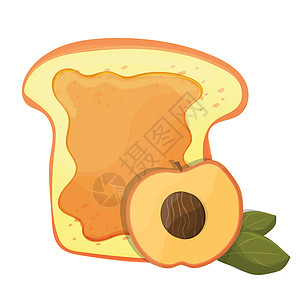桃或杏子果酱早餐吐司 矢量早饭插图食品图标图片