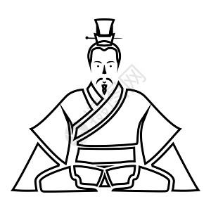 中国皇帝图标黑色图标平它制作图案插图王朝权威君主文化历史国王戏服统治男人图片