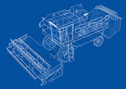 概念联合收割机  3 的矢量渲染力量插图农田绘画机械农业农场车辆收获场地图片