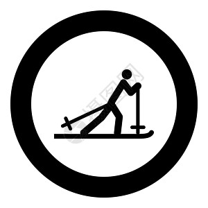 滑雪者黑色圆圈图标图片