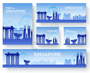 一套新加坡风景乡村装饰旅游概念 文化传统杂志书海报抽象元素 矢量装饰民族贺卡或邀请背景首都旗帜国家纪念碑图表巨轮酒店地标建筑城市图片