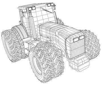 孤立在白色背景上的矢量轮式拖拉机 侧面图 跟踪 3d 的插图  EPS 10 矢量格式农业车轮场地国家粮食机械农场机器收成土地图片