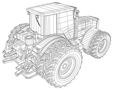孤立在白色背景上的矢量轮式拖拉机 侧面图 跟踪 3d 的插图  EPS 10 矢量格式农业车辆车轮收成粮食技术机器建造收获卡车图片