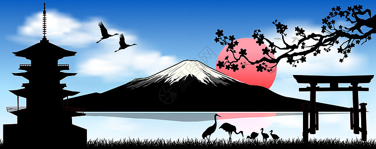 富士山早晨的日出图片