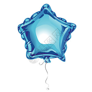 逼真的 3D 蓝色箔气球呈星形 反射隔离在白色背景上 适合任何节日的节日装饰元素 矢量图设计图片
