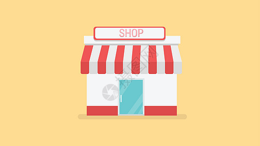 平面设计风格矢量图中的商店和商店图标图片
