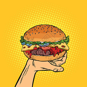 手头的汉堡包 快餐图片
