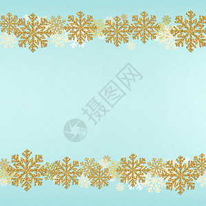 冬季雪花边框蓝色背景图片