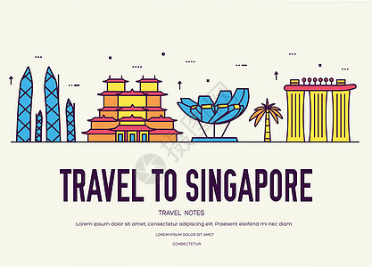 旅游设计国家新加坡旅游度假指南的好去处和特色 一套建筑时尚人物项目自然背景概念 图表传统民族线图标设计旗帜公式科学城市艺术传单码头酒店纪设计图片