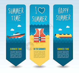 旅行和度假矢量横幅黄色香蕉保险速度储蓄者快艇海滩海洋救生员闲暇图片