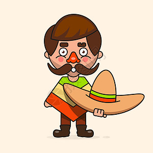 墨西哥卡通 韦克托绘画吉祥物拉丁胡子餐厅民间男性戏服食物派对图片