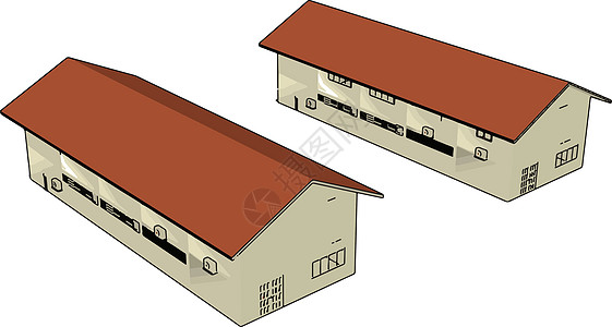 白色背景上的机库车库建造财产生产农场店铺建筑建筑学插图贮存图片