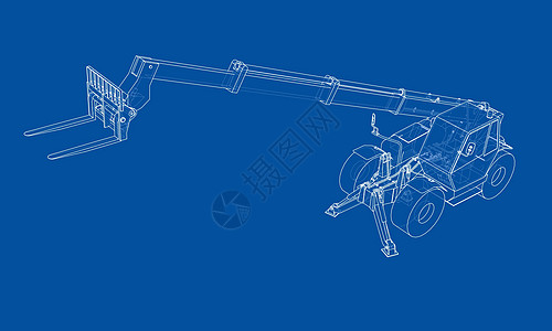叉车概念  3 的矢量渲染工厂送货装载机货运工业商品货物后勤商业草图图片
