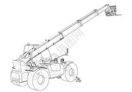叉车概念  3 的矢量渲染机器运输船运货运送货草图商品载体工厂仓库图片