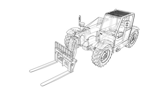叉车概念  3 的矢量渲染载体仓库货运草图工业建造汽车后勤草稿商品图片