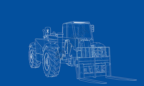 叉车概念  3 的矢量渲染贮存草图载体装载机商品插图卡车建造工业货运图片